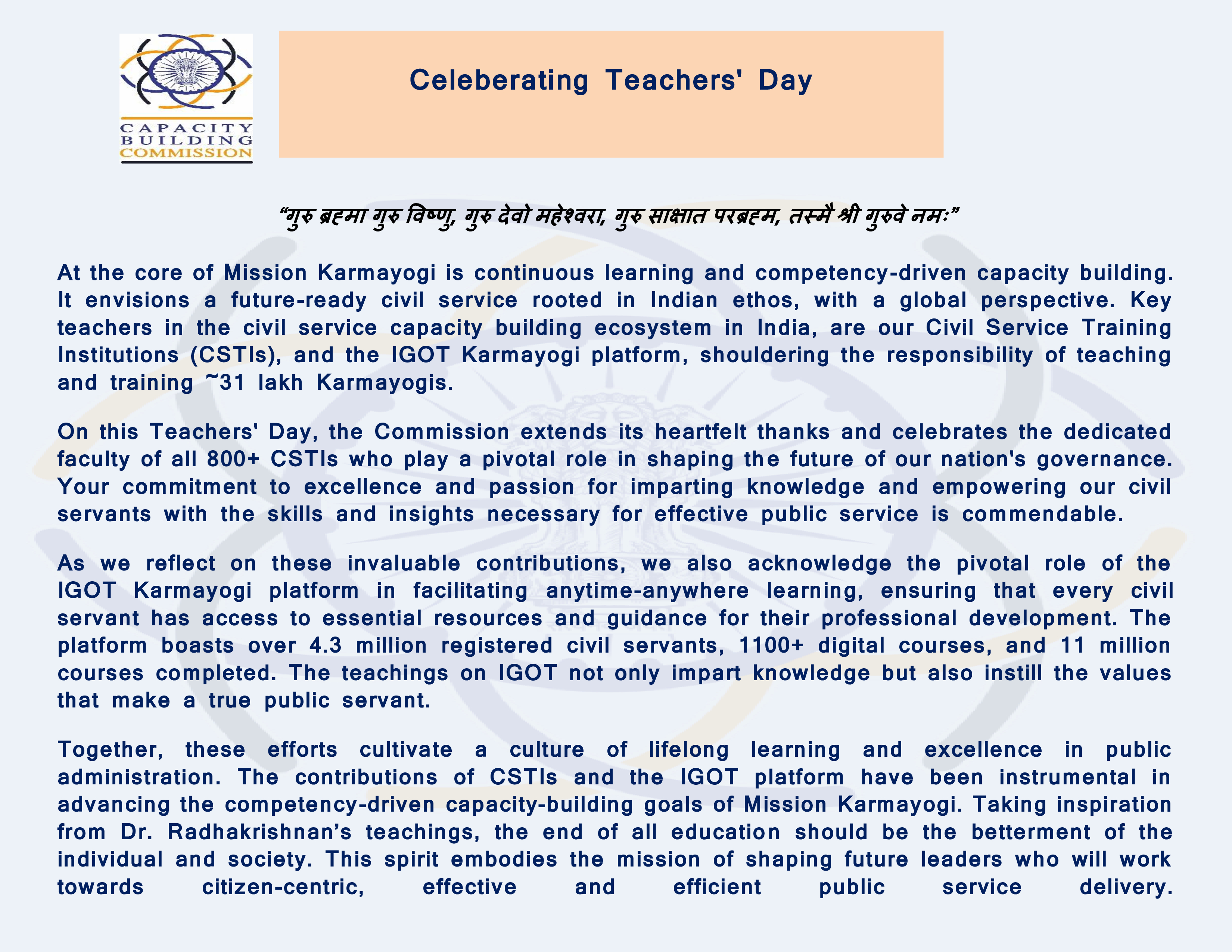 CELEBERATING TEACHERS' DAY