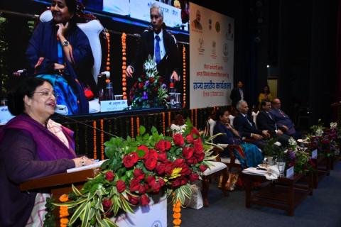 Chairperson, CBC, Ms S. Radha Chauhan and Chief Secretary, Government of Madhya Pradesh, Shri Anurag Jain address the State‑Level Capacity‑Building Plan Development Workshop